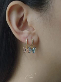 Gabi The Label EARRINGS Petite Butterfly Huggies - Cornflower Blue *14K Gold-plated