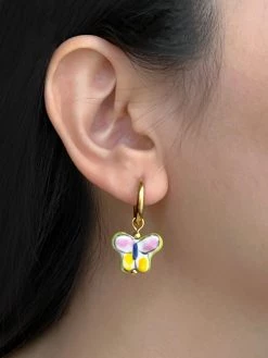 Gabi The Label Ceramic Butterfly Hoop Earrings