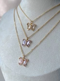 Gabi The Label Petite Butterfly Necklace - Lilac [ Butterflies ]