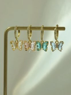 Gabi The Label Petite Butterfly Huggies - Emerald Green *14K Gold-plated