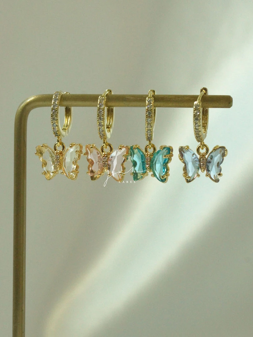 Gabi The Label Petite Butterfly Huggies - Emerald Green *14K Gold-plated