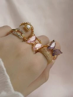 Gabi The Label LOVEDAY Butterfly Ring - Purple *Gold-plated