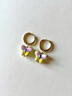 Gabi The Label Ceramic Butterfly Hoop Earrings