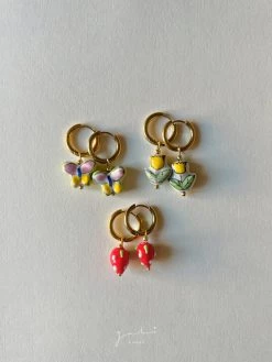 Gabi The Label Glass Strawberry Hoop Earrings