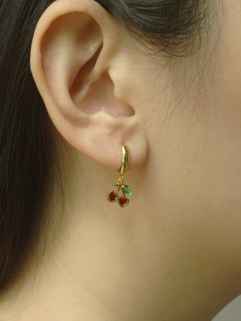 Gabi The Label EARRINGS Heart Cherry Huggies
