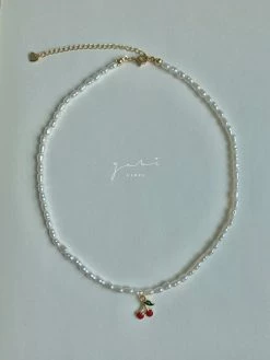 Gabi The Label Pearl Necklace With Cherry Pendant