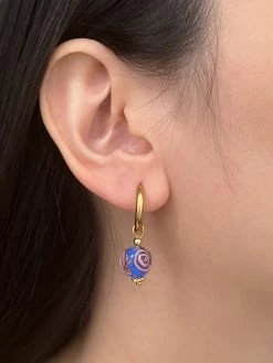 Gabi The Label Little Hoops With Eclectic Glass Beads - China Blue EARRINGS