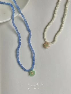 Gabi The Label Beaded Flower Choker - Cornflower Blue