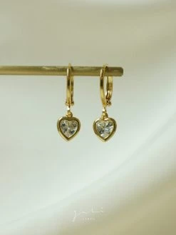 Gabi The Label EARRINGS Heart Gem Huggies - Clear