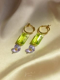 Gabi The Label Colour Glass Crystal Hoop Earrings