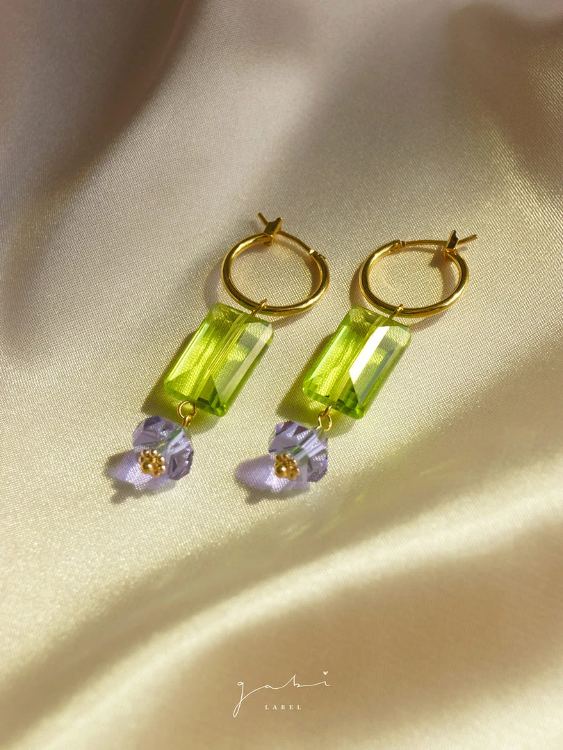 Gabi The Label Colour Glass Crystal Hoop Earrings