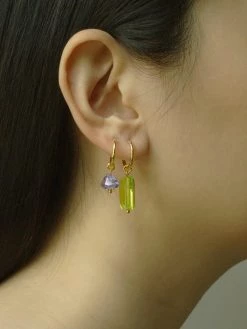 Gabi The Label Mismatched Colour Glass Crystal Hoops