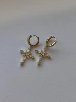 Gabi The Label Belief Cross Pavé Huggie Hoops EARRINGS