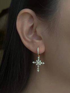 Gabi The Label Belief Cross Pavé Huggie Hoops EARRINGS