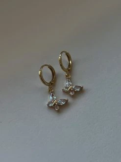 Gabi The Label EARRINGS Crystal Petite Butterfly Huggies