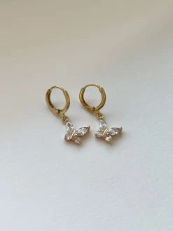 Gabi The Label EARRINGS Crystal Petite Butterfly Huggies