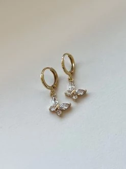 Gabi The Label EARRINGS Crystal Petite Butterfly Huggies