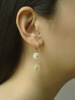Gabi The Label EARRINGS Layered Daisy Hoops - Natural Shell