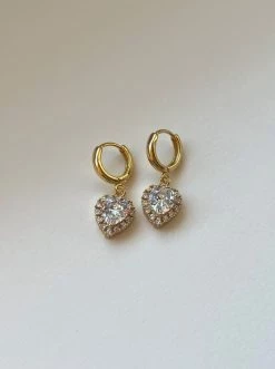 Gabi The Label My Heart Is Full Diamond Heart Huggies EARRINGS