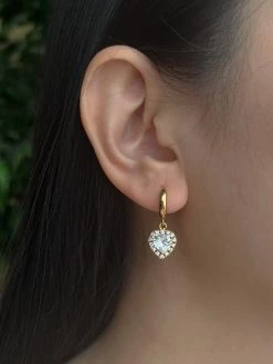 Gabi The Label My Heart Is Full Diamond Heart Huggies EARRINGS