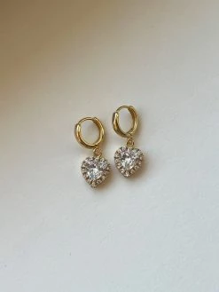 Gabi The Label My Heart Is Full Diamond Heart Huggies EARRINGS