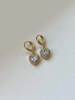 Gabi The Label My Heart Is Full Diamond Heart Huggies EARRINGS