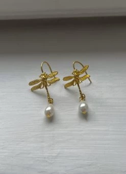 Gabi The Label Dragonfly Teardrop Pearl Earrings