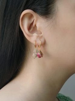 Gabi The Label EARRINGS Rose & Glass Mismatched Hoops