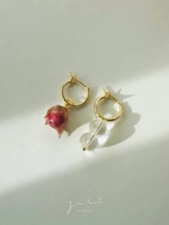 Gabi The Label EARRINGS Rose & Glass Mismatched Hoops