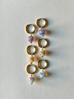 Gabi The Label Little Hoops With Eclectic Glass Beads - China Blue EARRINGS