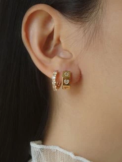 Gabi The Label EARRINGS ELLA Huggies - Clear *Gold-plated