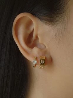 Gabi The Label EARRINGS ELLA Huggies - Clear *Gold-plated