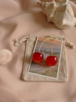 Gabi The Label Cher (Cherry) Earrings *Gold-plated Stems