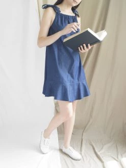 Gabi The Label Lulu Ribbon Dress - Dark Denim CLOTHING