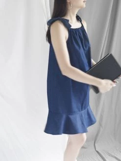 Gabi The Label Lulu Ribbon Dress - Dark Denim CLOTHING