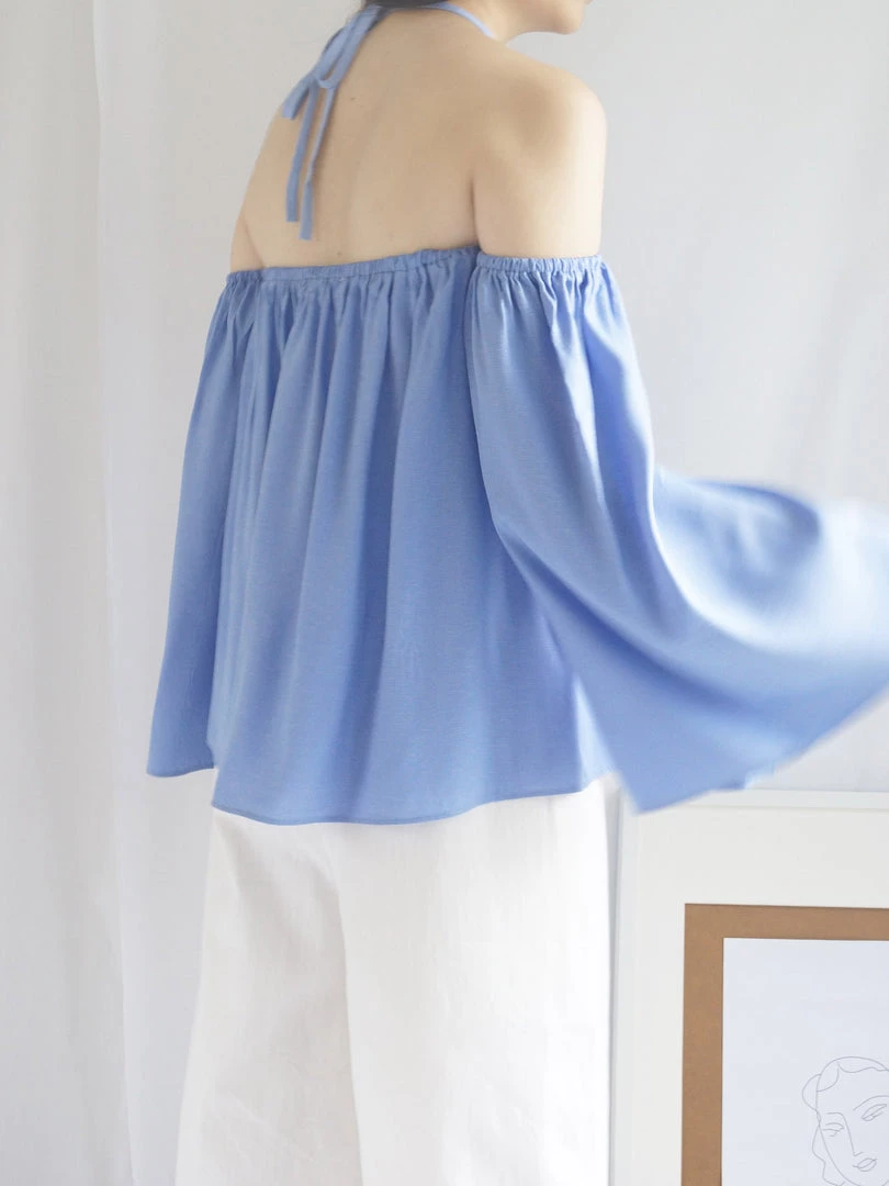 Gabi The Label CLOTHING Poka Off-Shoulder Top - Island Blue