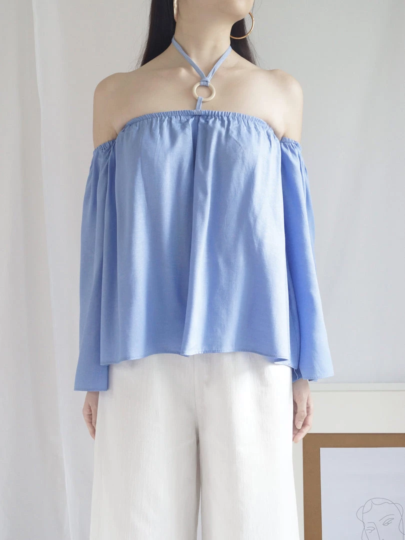 Gabi The Label CLOTHING Poka Off-Shoulder Top - Island Blue