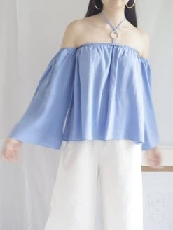 Gabi The Label CLOTHING Poka Off-Shoulder Top - Island Blue