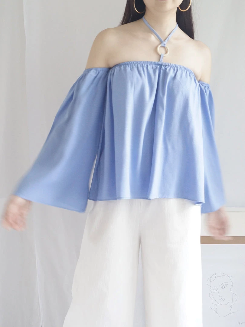 Gabi The Label CLOTHING Poka Off-Shoulder Top - Island Blue