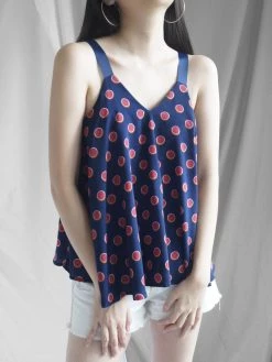 Gabi The Label Polly Ribbon Top - Navy Blue