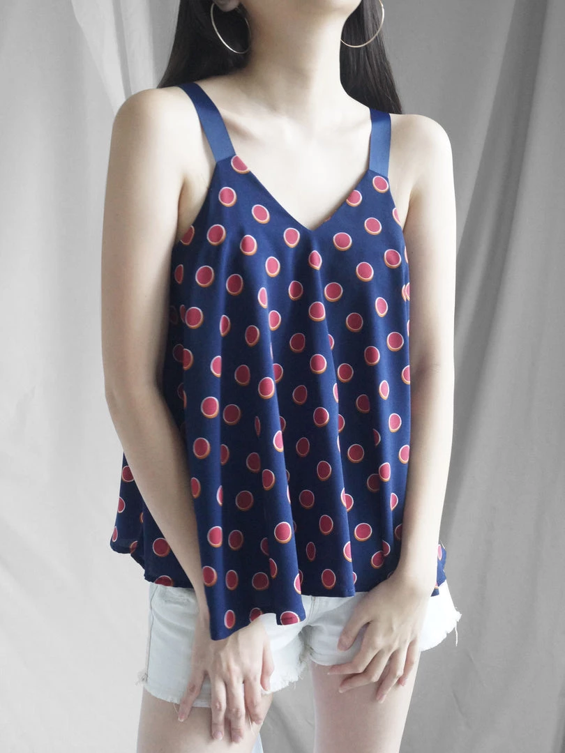 Gabi The Label Polly Ribbon Top - Navy Blue