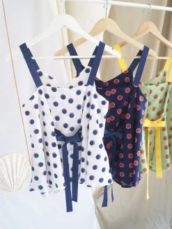 Gabi The Label Polly Ribbon Top - Navy Blue