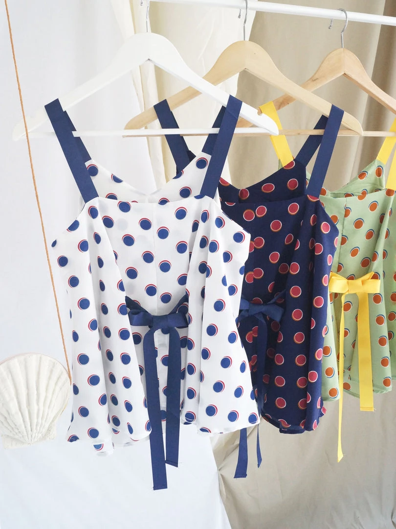 Gabi The Label Polly Ribbon Top - Navy Blue