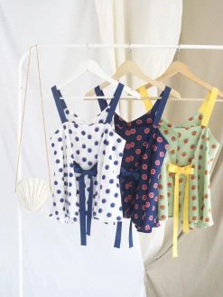 Gabi The Label Polly Ribbon Top - Navy Blue