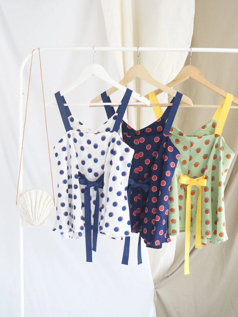 Gabi The Label Polly Ribbon Top - Navy Blue