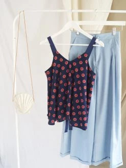 Gabi The Label Polly Ribbon Top - Navy Blue