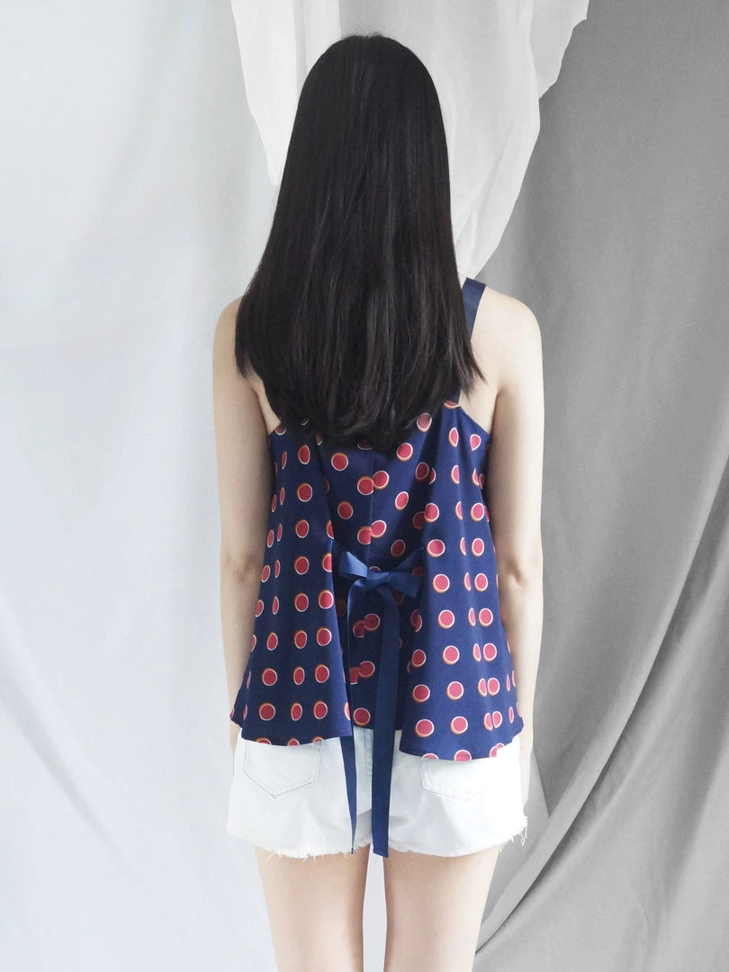 Gabi The Label Polly Ribbon Top - Navy Blue