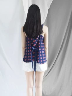 Gabi The Label Polly Ribbon Top - Navy Blue