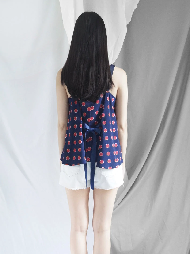 Gabi The Label Polly Ribbon Top - Navy Blue