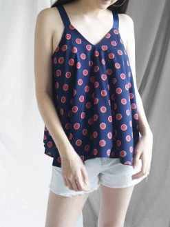 Gabi The Label Polly Ribbon Top - Navy Blue